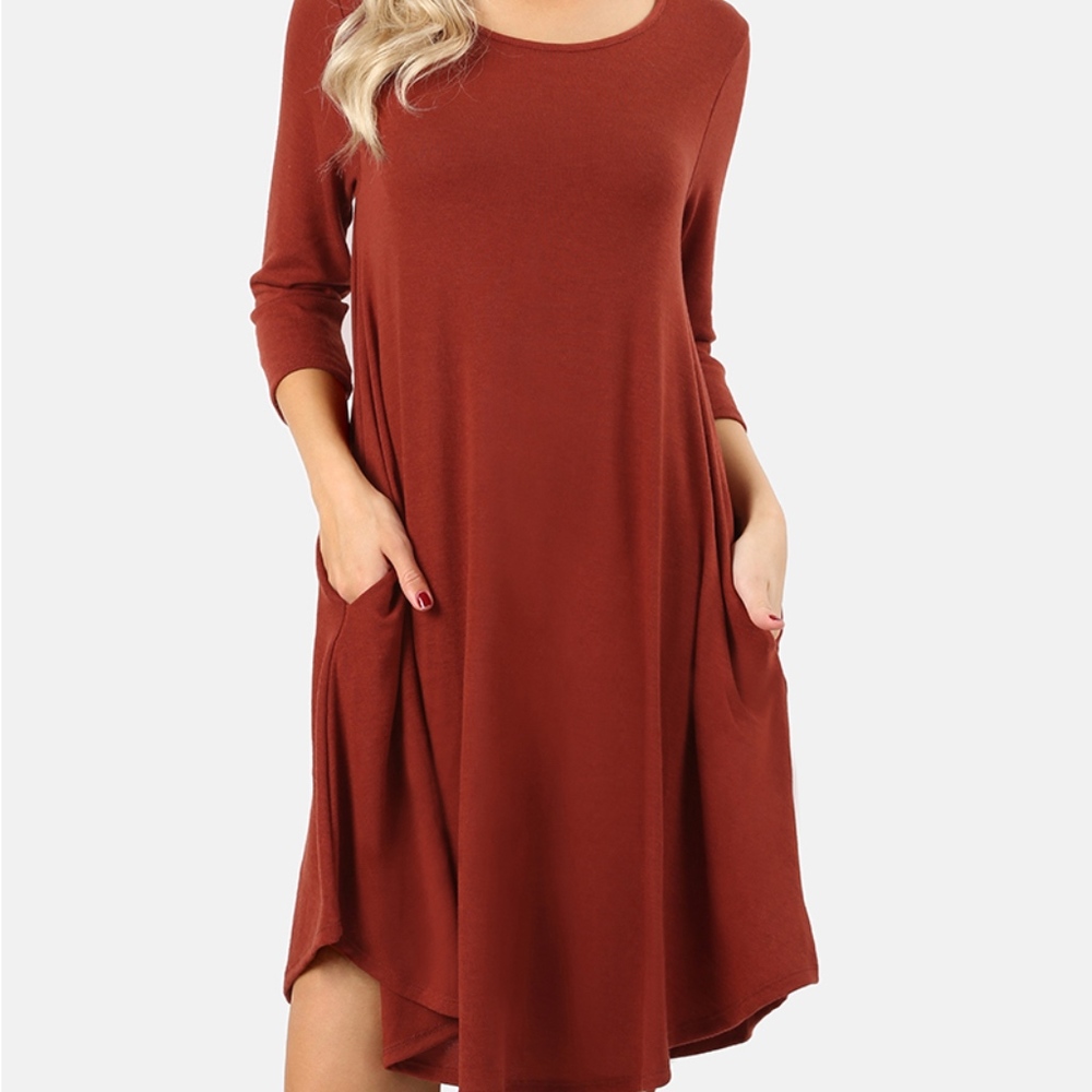 Women's Knitted Dress A-line Pockets - Picture 2 of 5